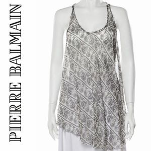 NWT Balmain 100% Silk Destroyed Paisley Tank